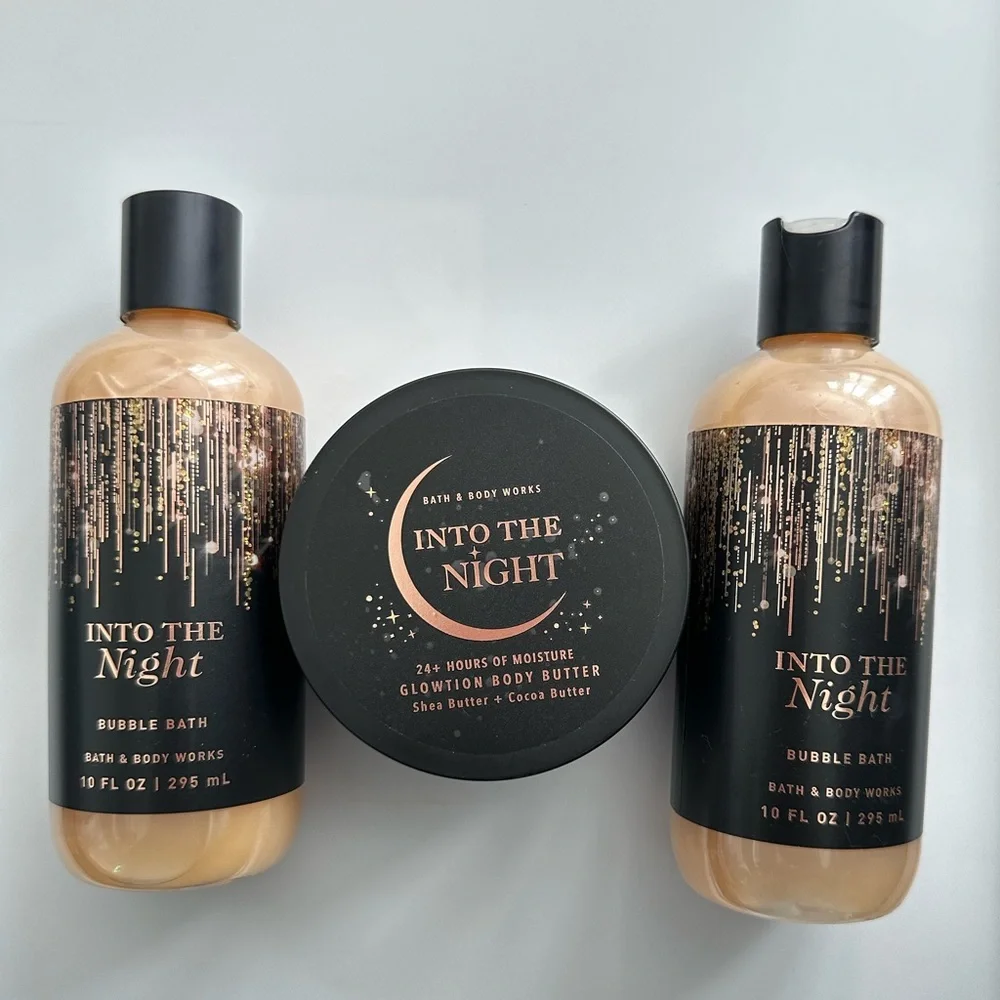 3 INTO THE NIGHT bubble bath & Whipped Glow-tion